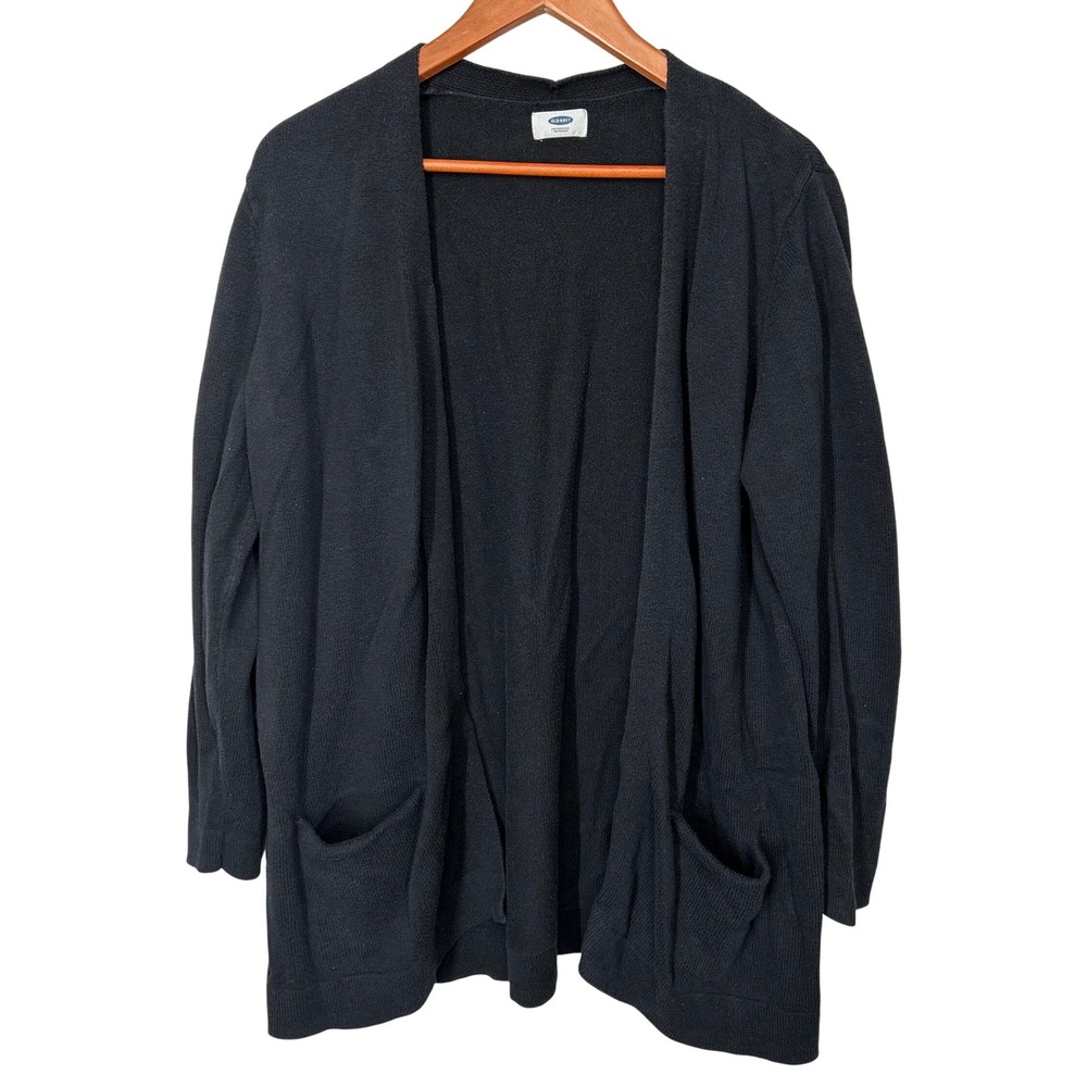 Old Navy Heavy Black Open Front Cardigan with Pockets Women's Size XL